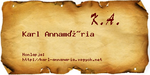 Karl Annamária névjegykártya